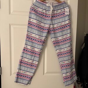 Festive Blue and Pink Pajama Pants size Med. Brand new